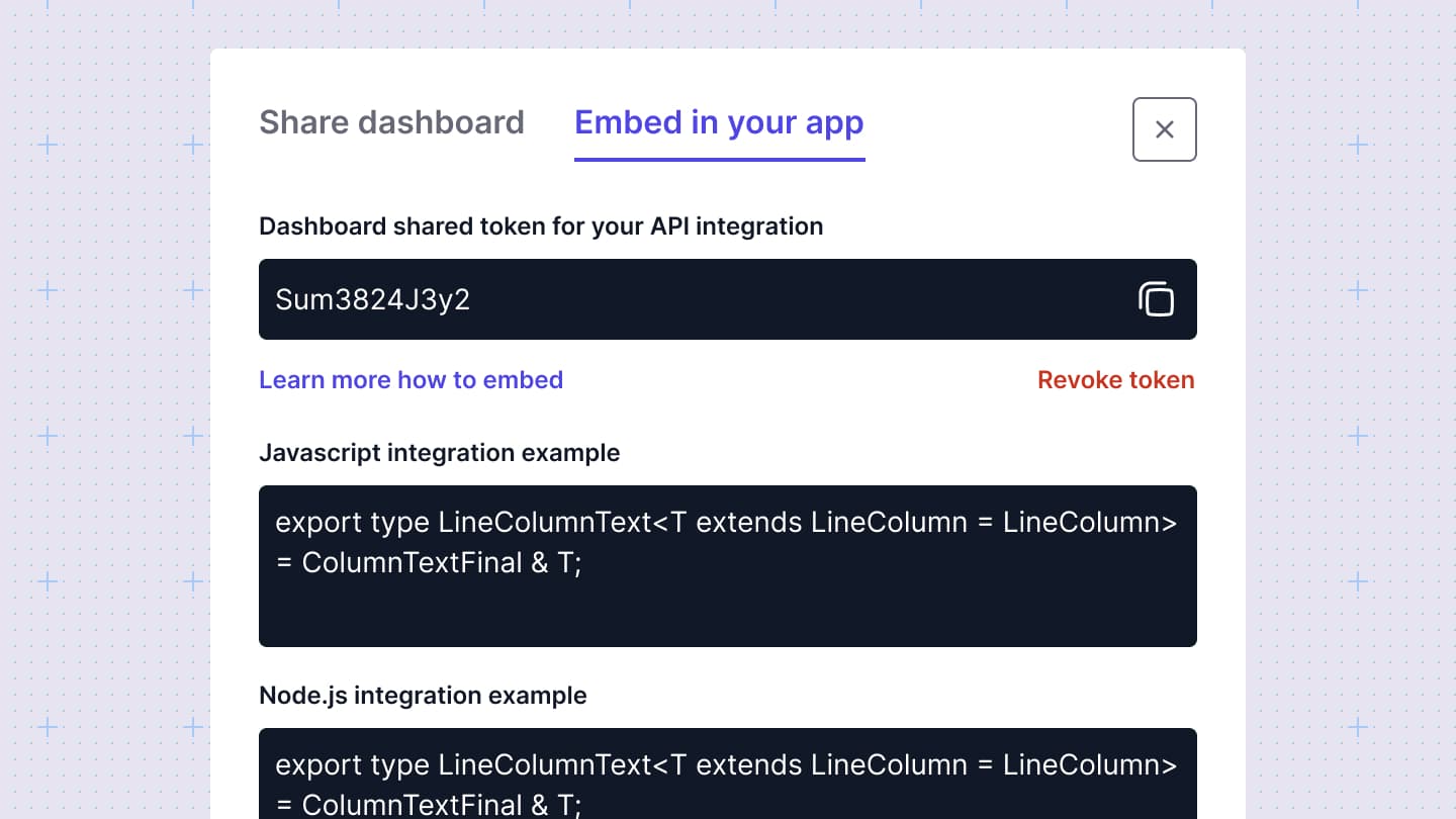 A Sumboard dashboard embedded inside a host product interface